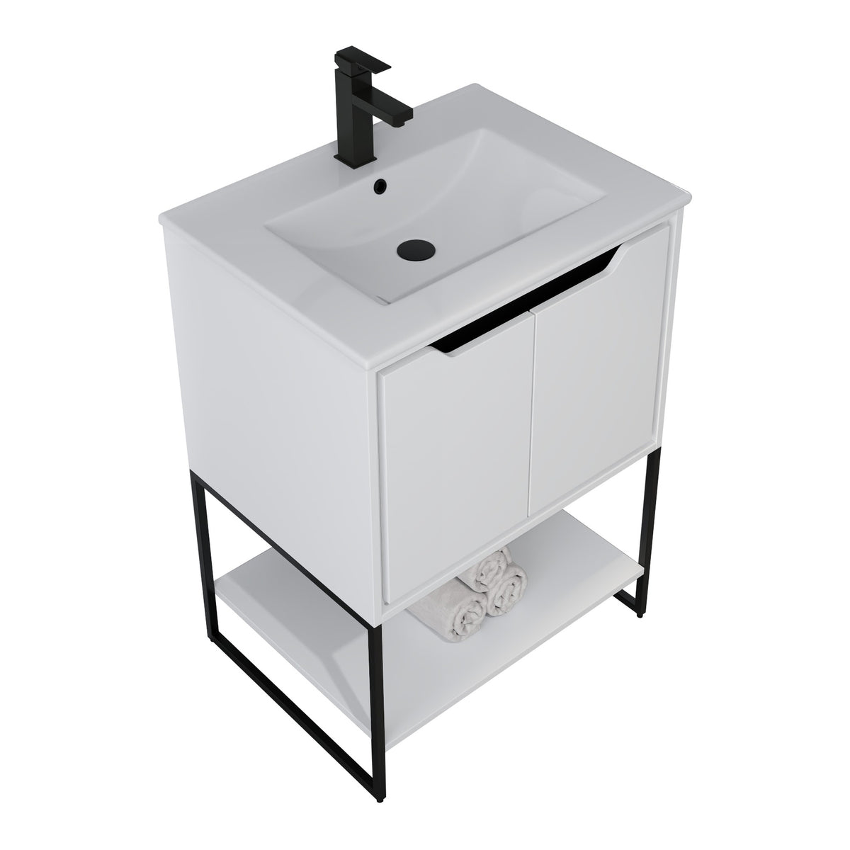 Skyline™ Bathroom Vanity 24" White – top angled view, other side