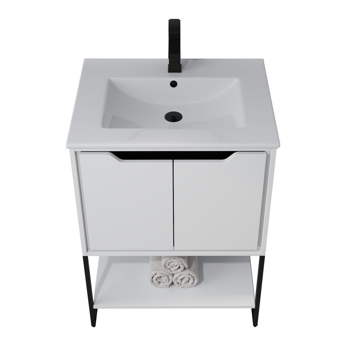 Skyline™ Bathroom Vanity 24" White – top front view