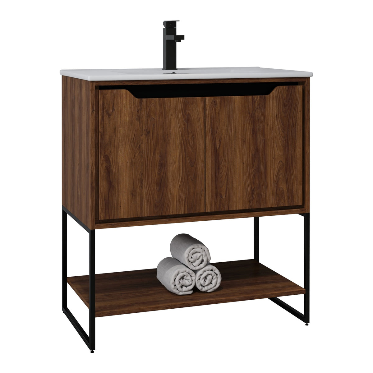 Skyline™ Bathroom Vanity 30" Brown Walnut – angled view