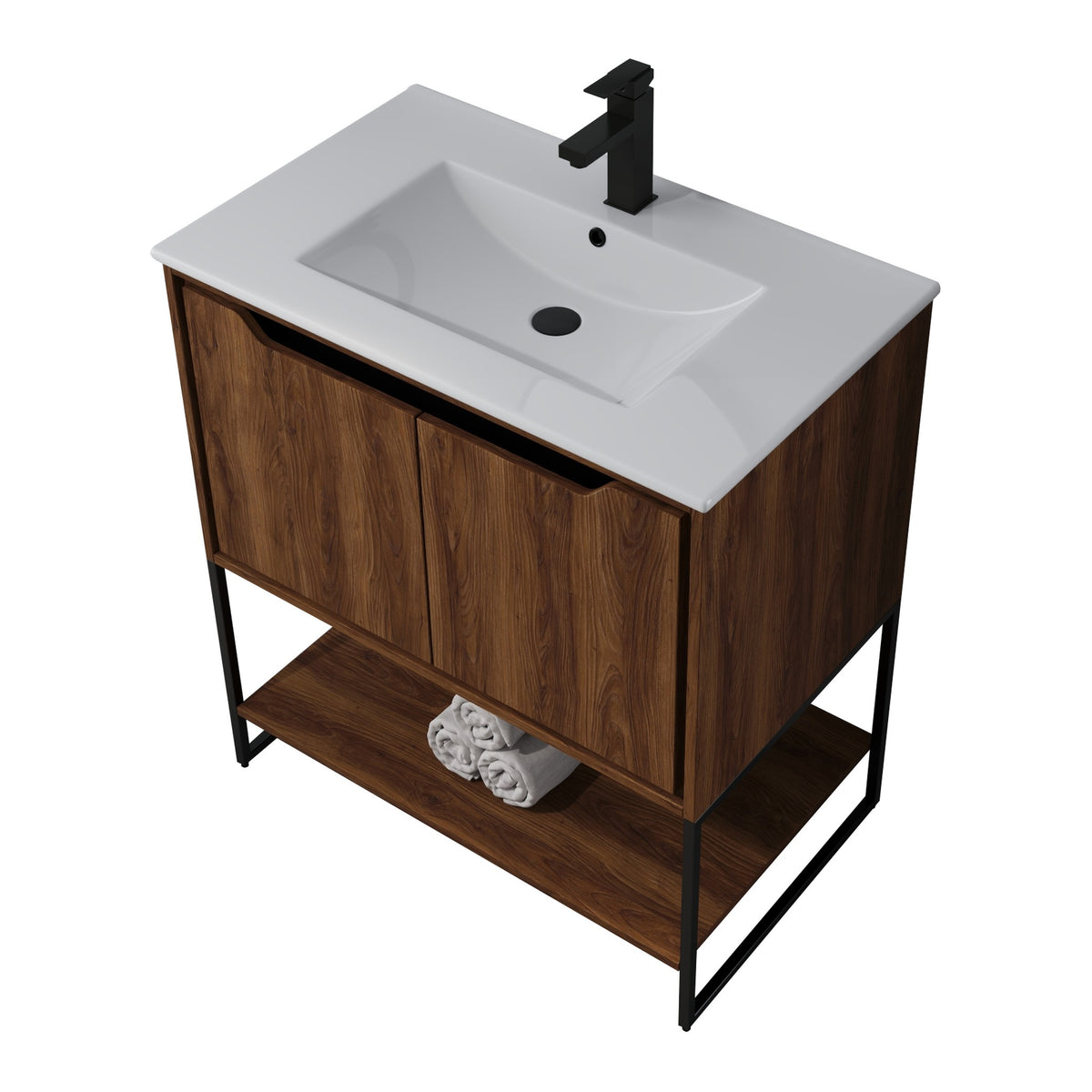Skyline™ Bathroom Vanity 30" Brown Walnut – top angled view