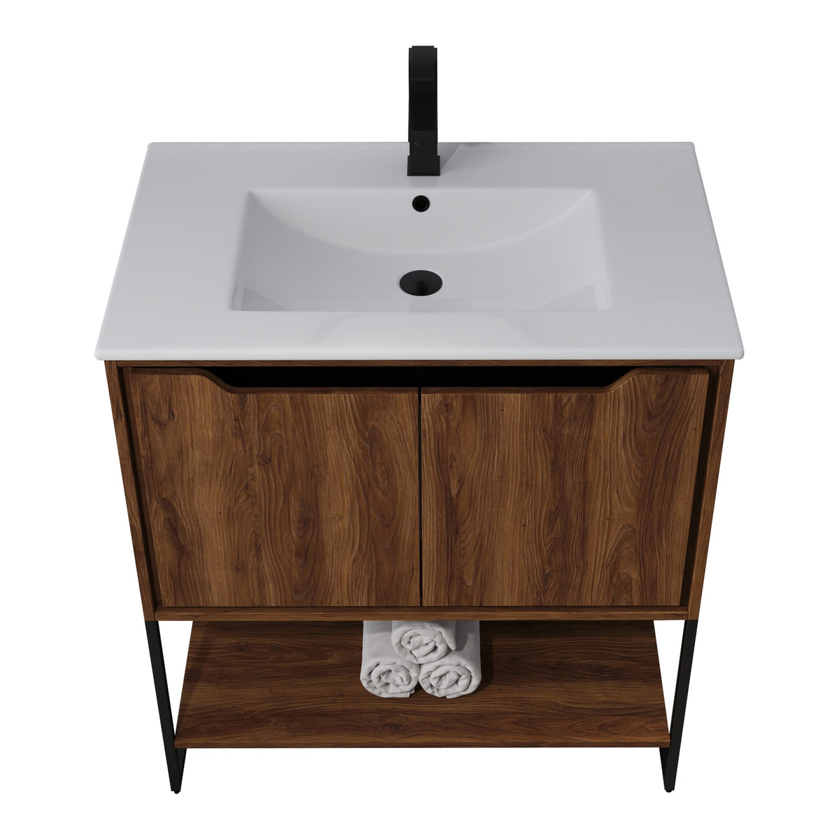 Skyline™ Bathroom Vanity 30" Brown Walnut – top front view