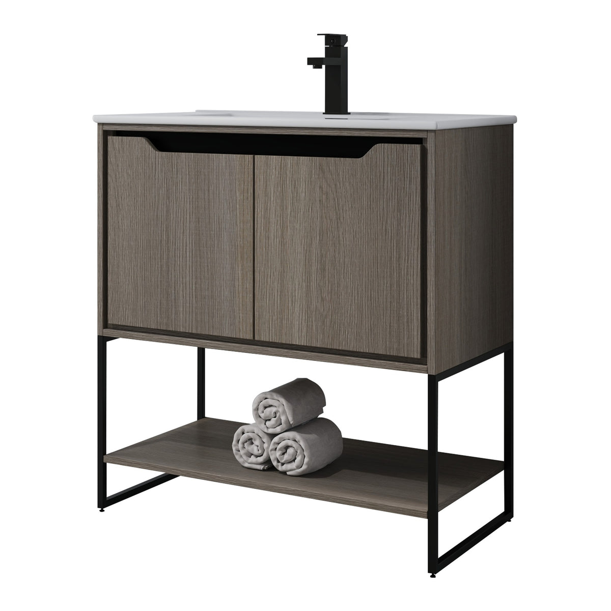 Skyline™ Bathroom Vanity 30" Grey Ashtree – angled view