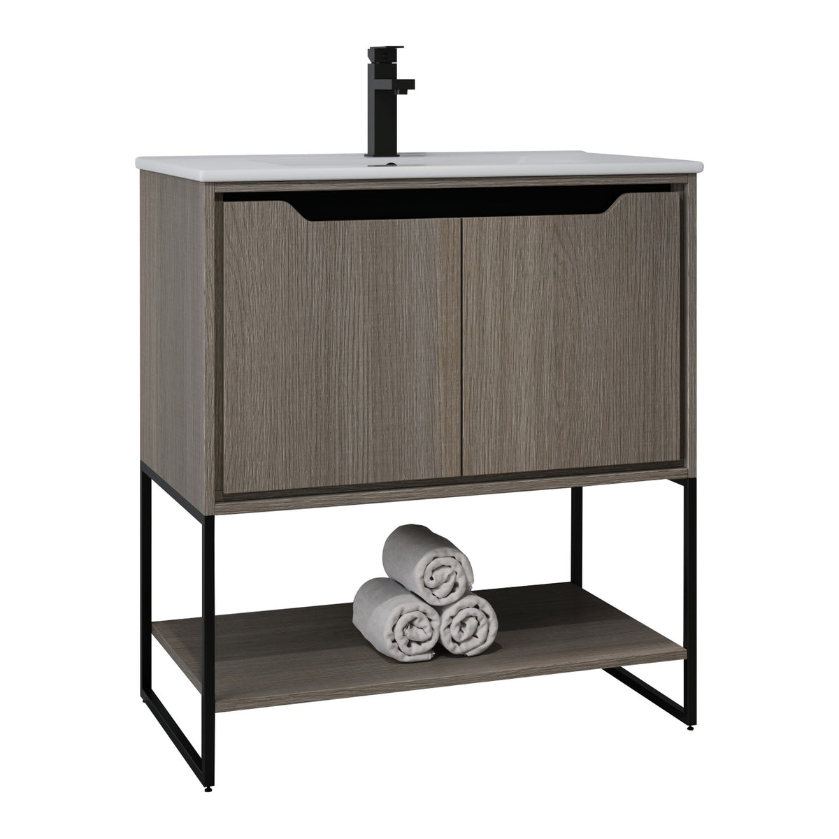Skyline™ Bathroom Vanity 30" Grey Ashtree – angled view, other side