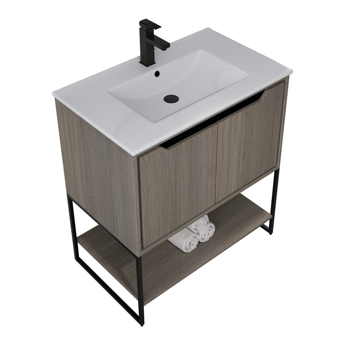 Skyline™ Bathroom Vanity 30" Grey Ashtree – top angled view