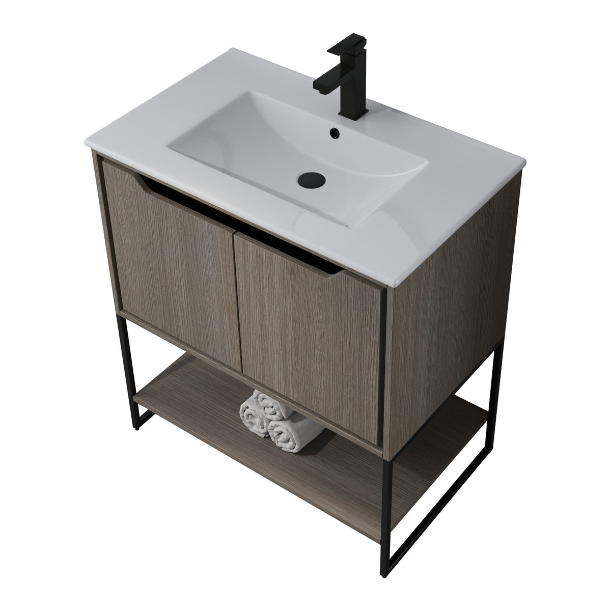Skyline™ Bathroom Vanity 30" Grey Ashtree – top angled view, other side