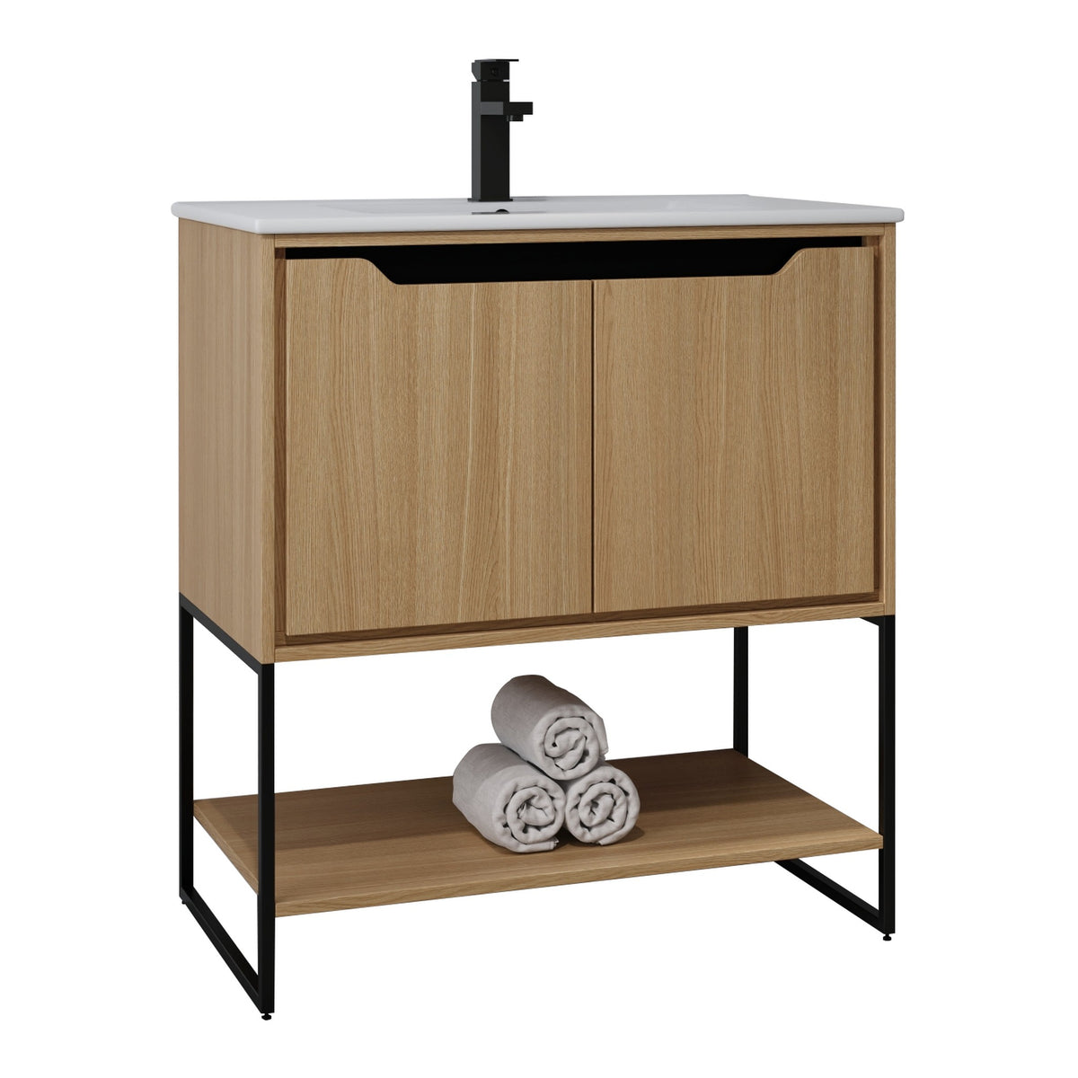 Skyline™ Bathroom Vanity 30" Natural Oak – angled view