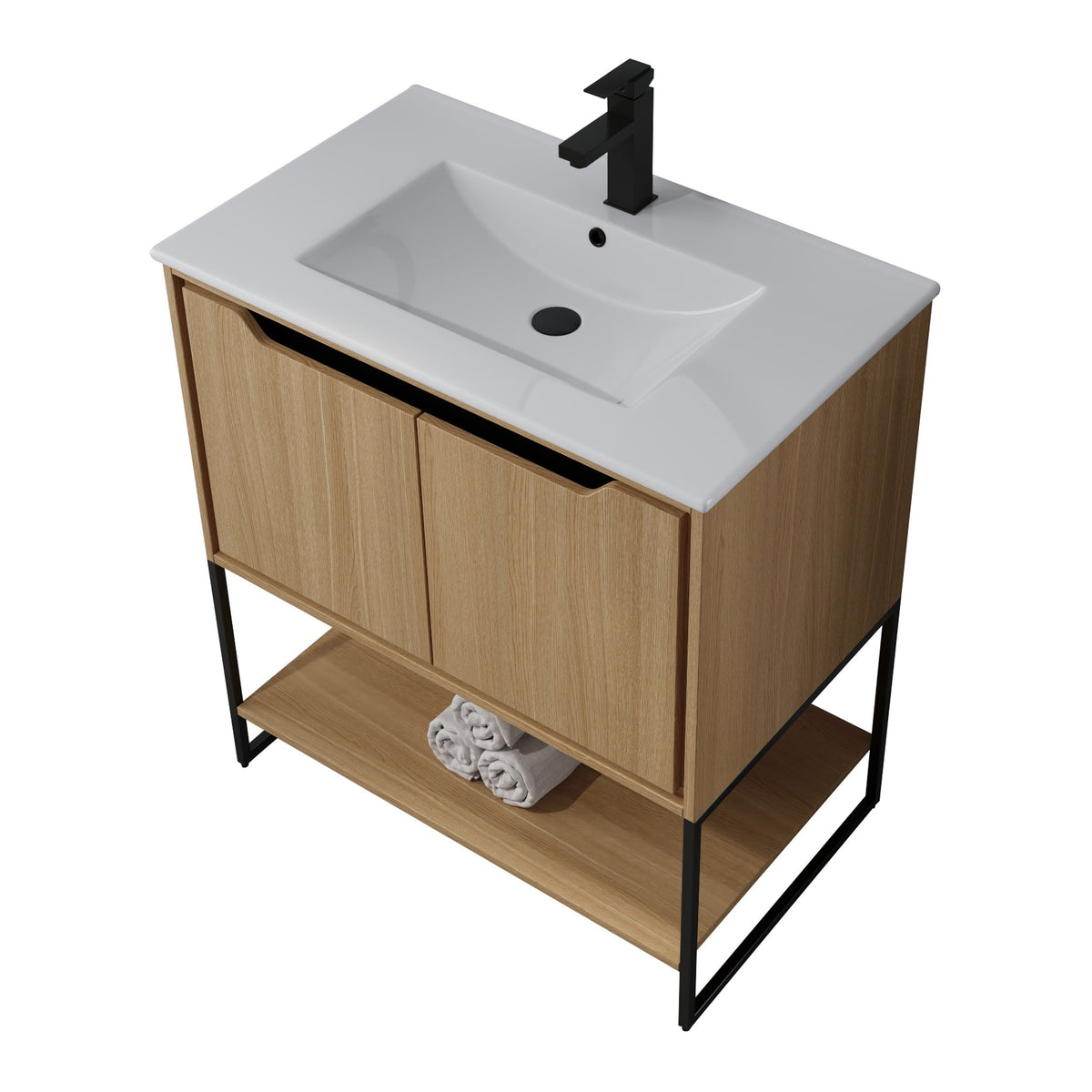 Skyline™ Bathroom Vanity 30" Natural Oak – top angled view