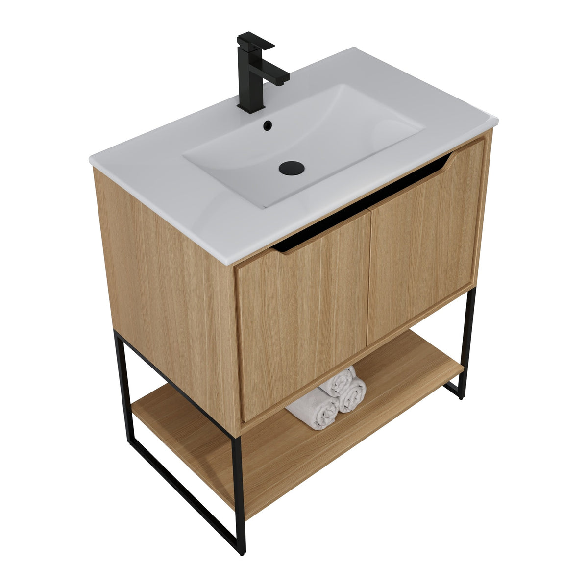 Skyline™ Bathroom Vanity 30" Natural Oak – top angled view, other side