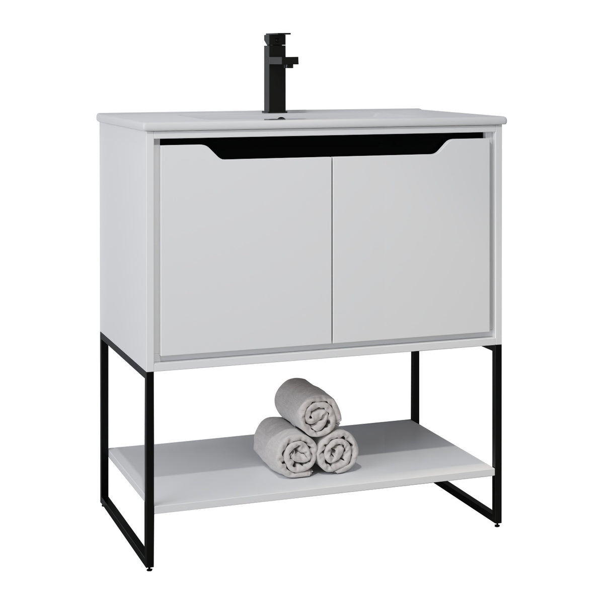 Skyline™ Bathroom Vanity 30" White – angled view