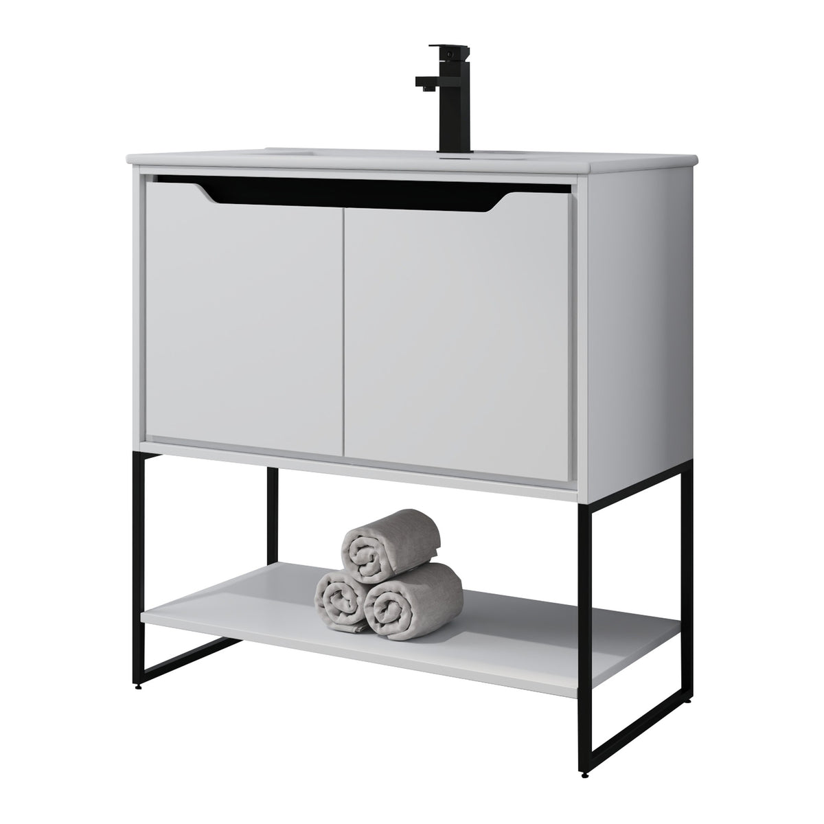 Skyline™ Bathroom Vanity 30" White – angled view, other side