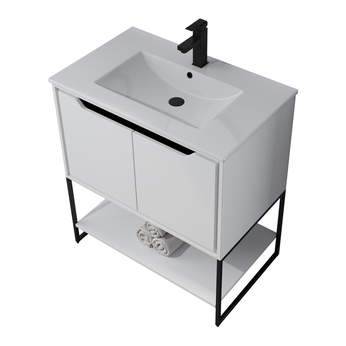 Skyline™ Bathroom Vanity 30" White – top angled view