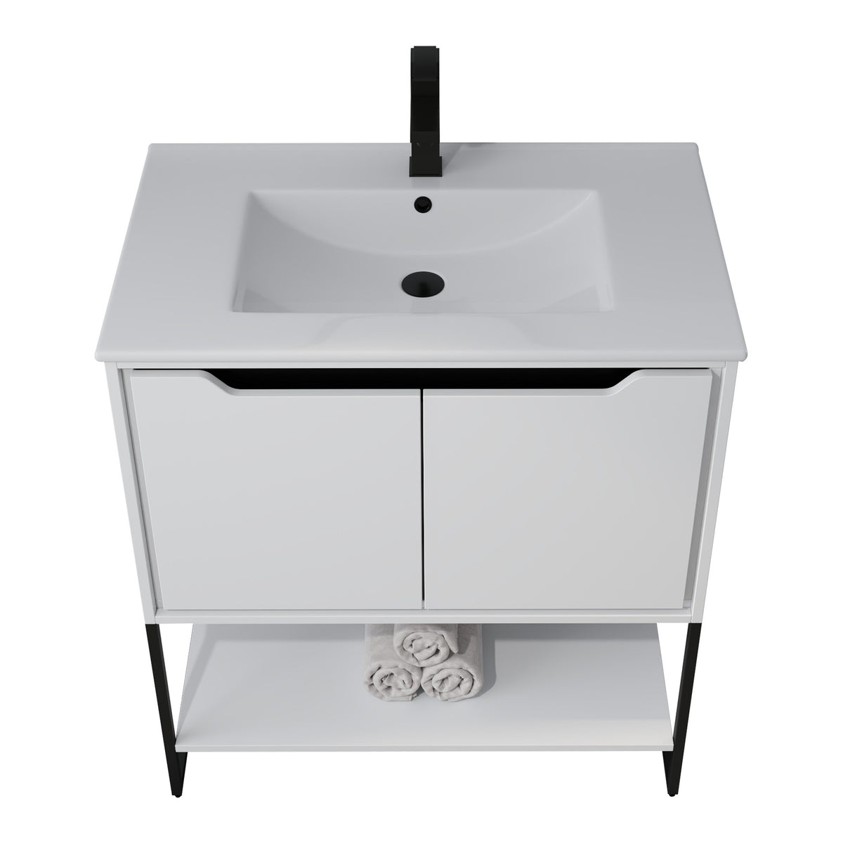 Skyline™ Bathroom Vanity 30" White – top front view