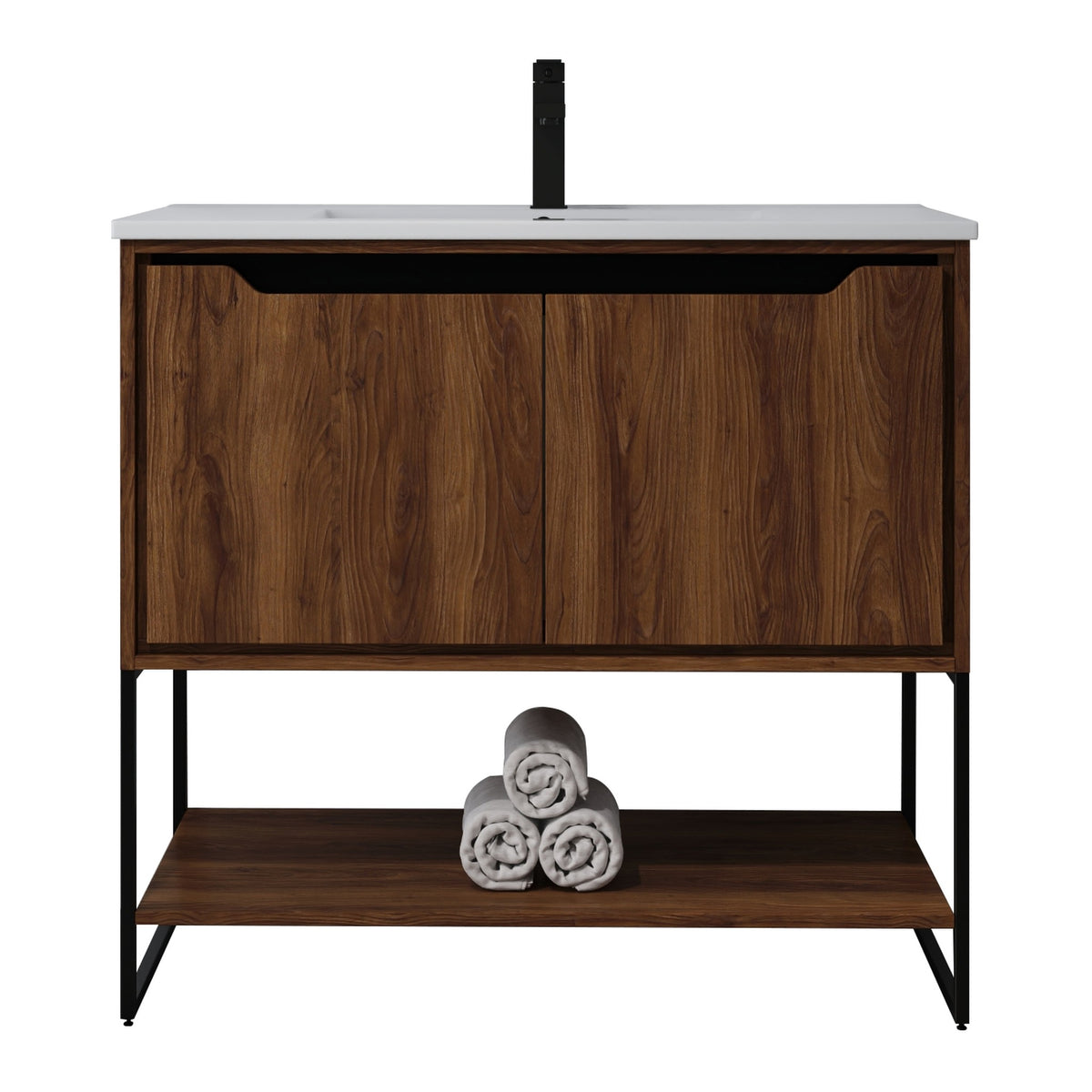 Skyline™ Bathroom Vanity 36" Brown Walnut – front