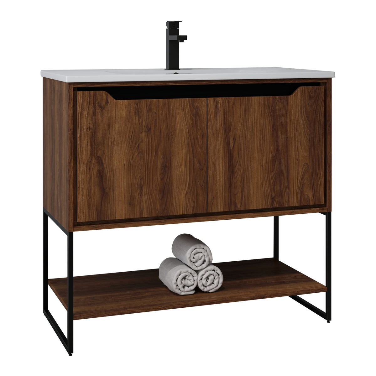 Skyline™ Bathroom Vanity 36" Brown Walnut – angled view