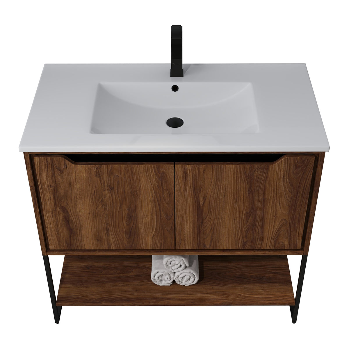Skyline™ Bathroom Vanity 36" Brown Walnut – top front view