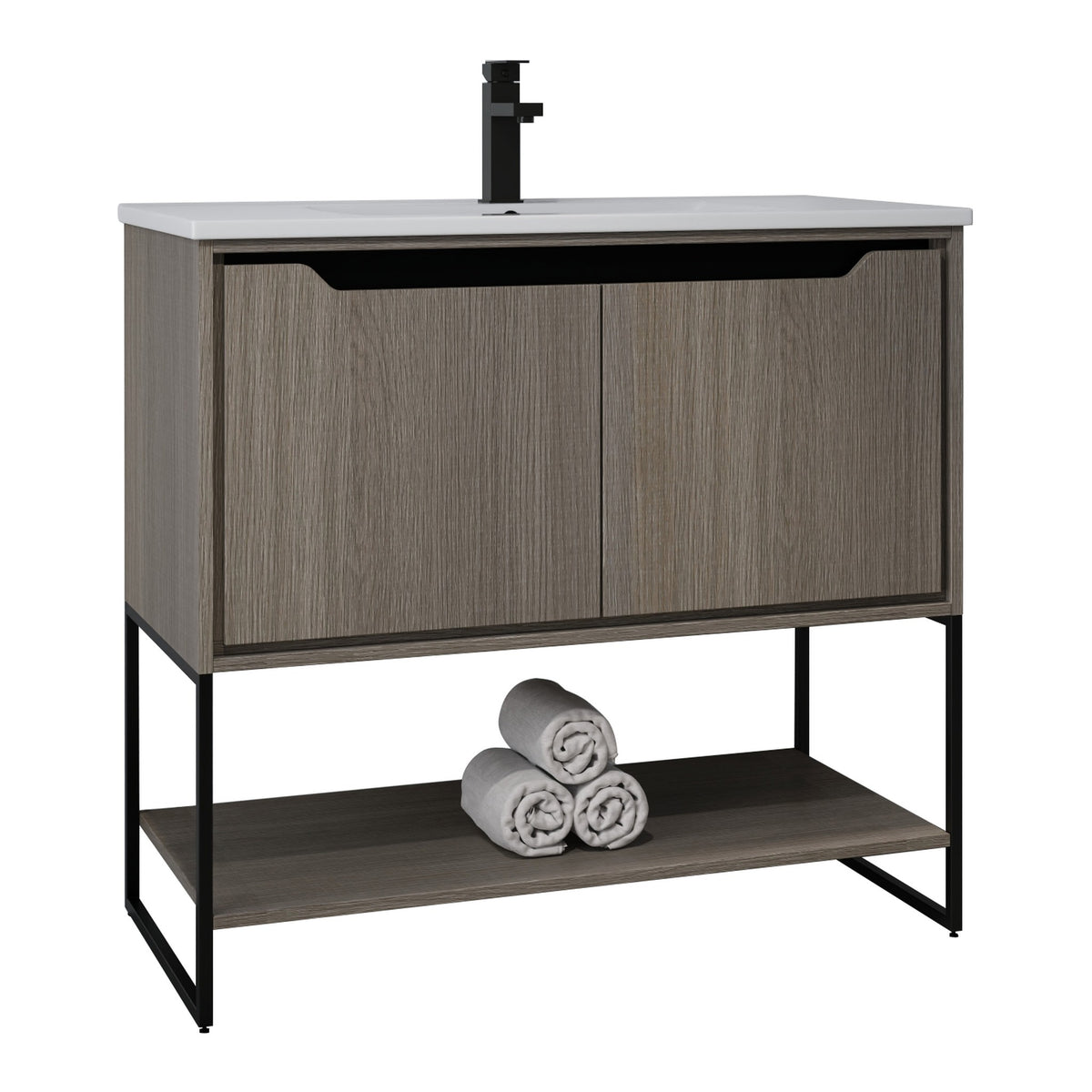 Skyline™ Bathroom Vanity 36" Grey Ashtree – angled view