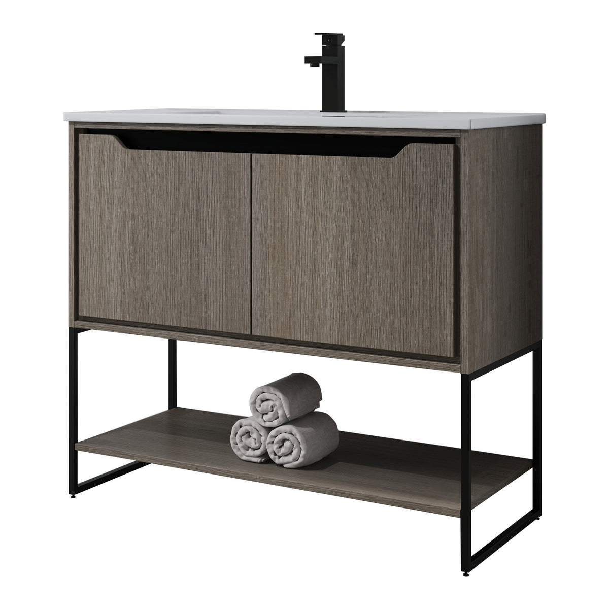 Skyline™ Bathroom Vanity 36" Grey Ashtree – angled view, other side