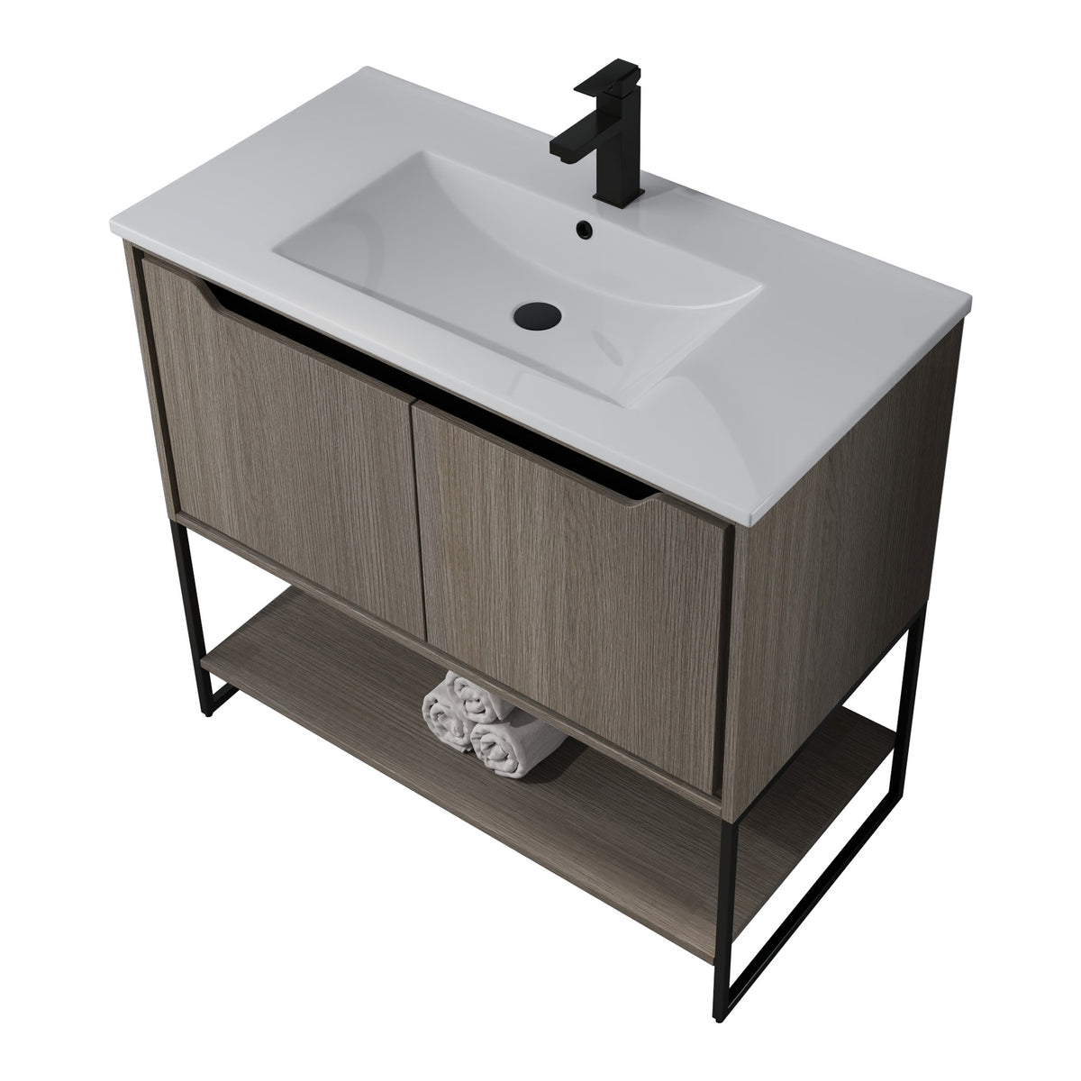 Skyline™ Bathroom Vanity 36" Grey Ashtree – top angled view