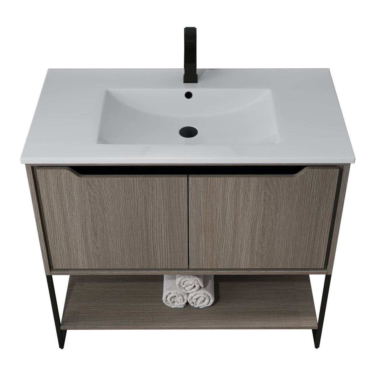 Skyline™ Bathroom Vanity 36" Grey Ashtree – top front view