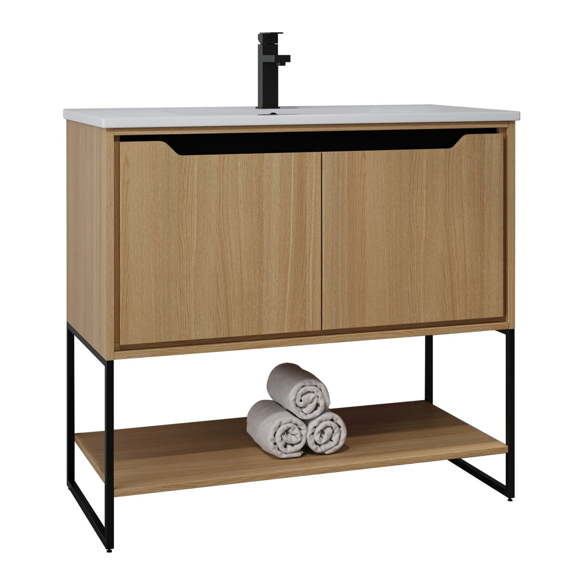Skyline™ Bathroom Vanity 36" Natural Oak – angled view