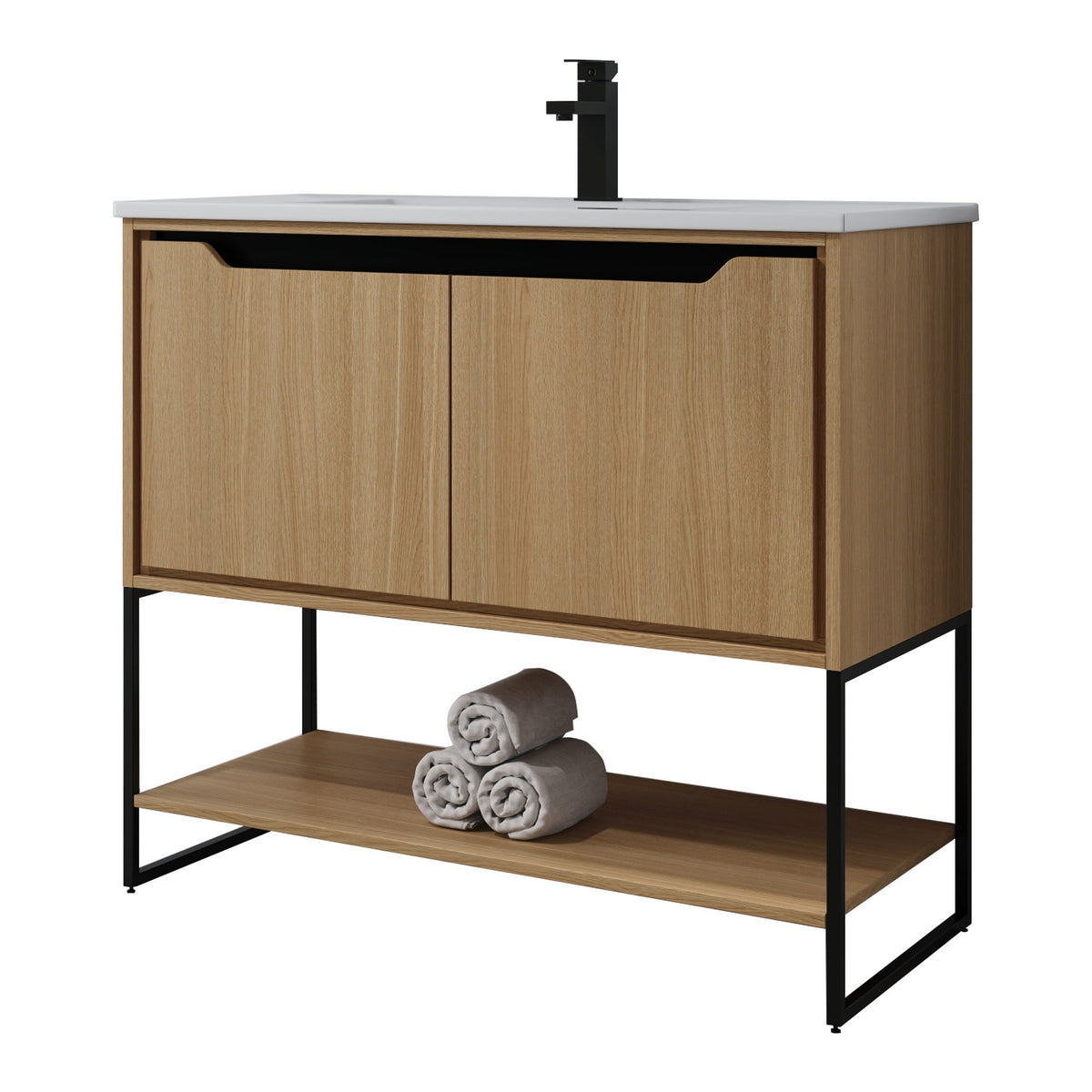 Skyline™ Bathroom Vanity 36" Natural Oak – angled view, other side