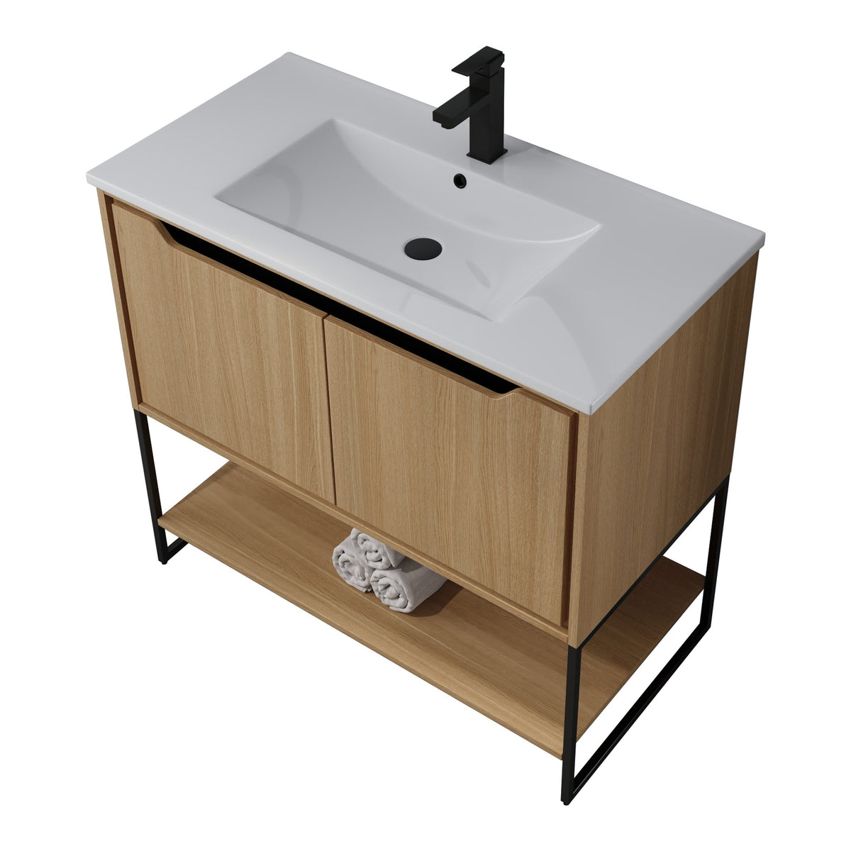 Skyline™ Bathroom Vanity 36" Natural Oak – top angled view