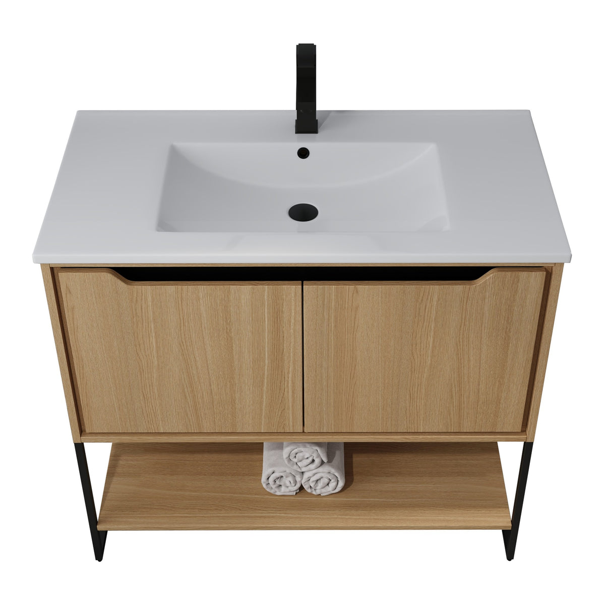 Skyline™ Bathroom Vanity 36" Natural Oak – top front view