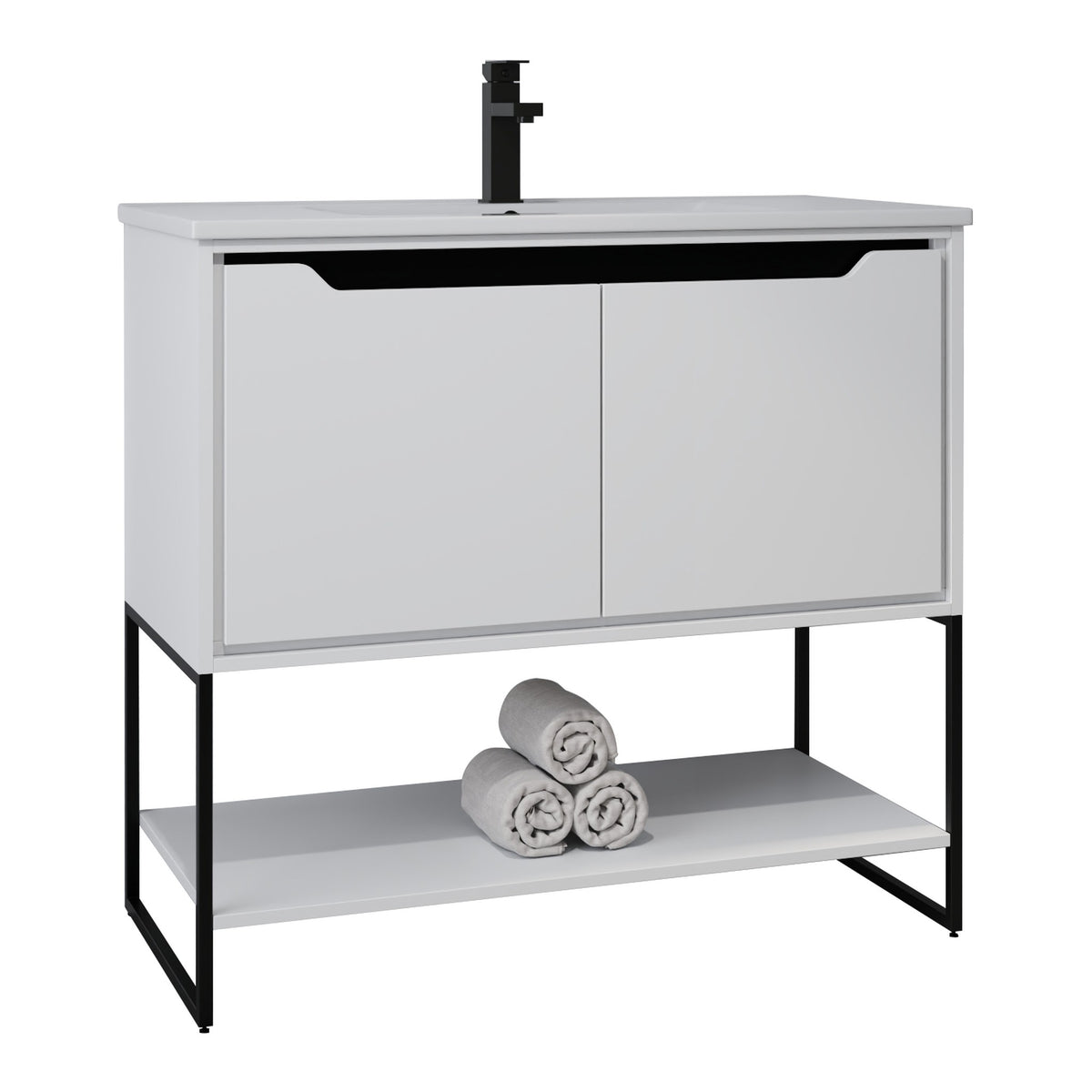 Skyline™ Bathroom Vanity 36" White – angled view