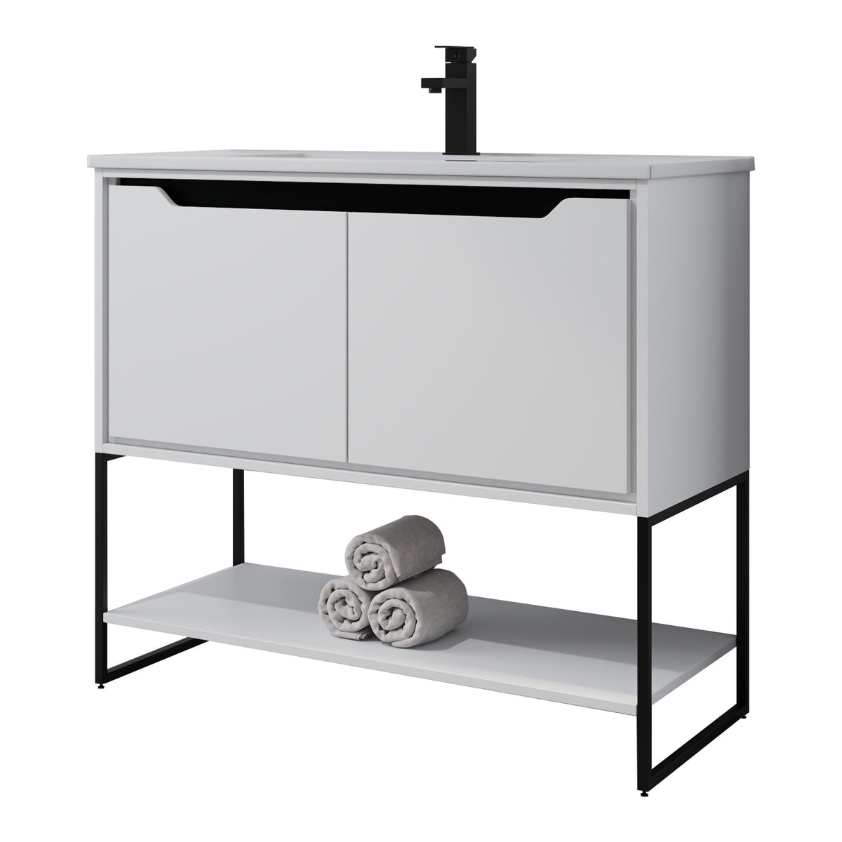 Skyline™ Bathroom Vanity 36" White – angled view, other side