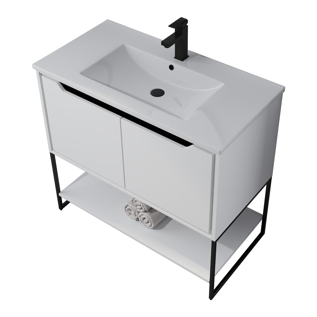 Skyline™ Bathroom Vanity 36" White – top angled view