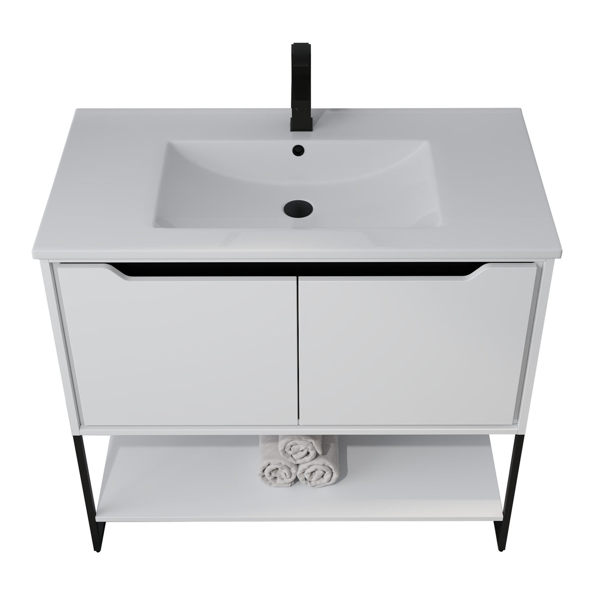 Skyline™ Bathroom Vanity 36" White – top front view