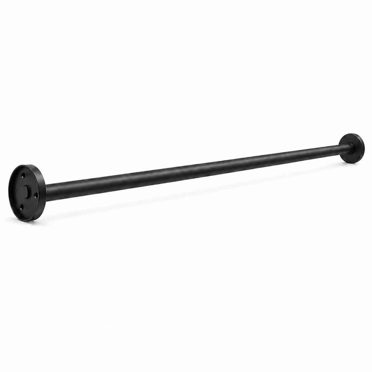 60" Fixed Shower Rod, Matte Black, angled view