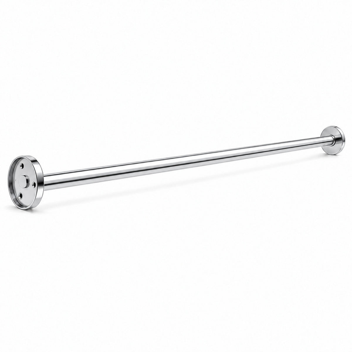 60" Fixed Shower Rod, Polished Chrome, angled view