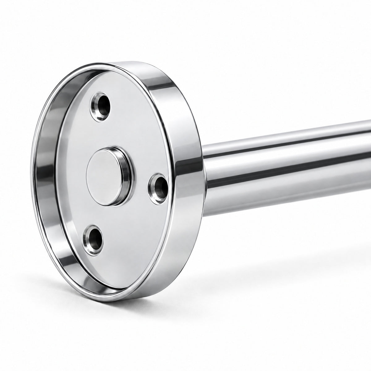 60" Fixed Shower Rod, Polished Chrome, flange back with 3 screw holes