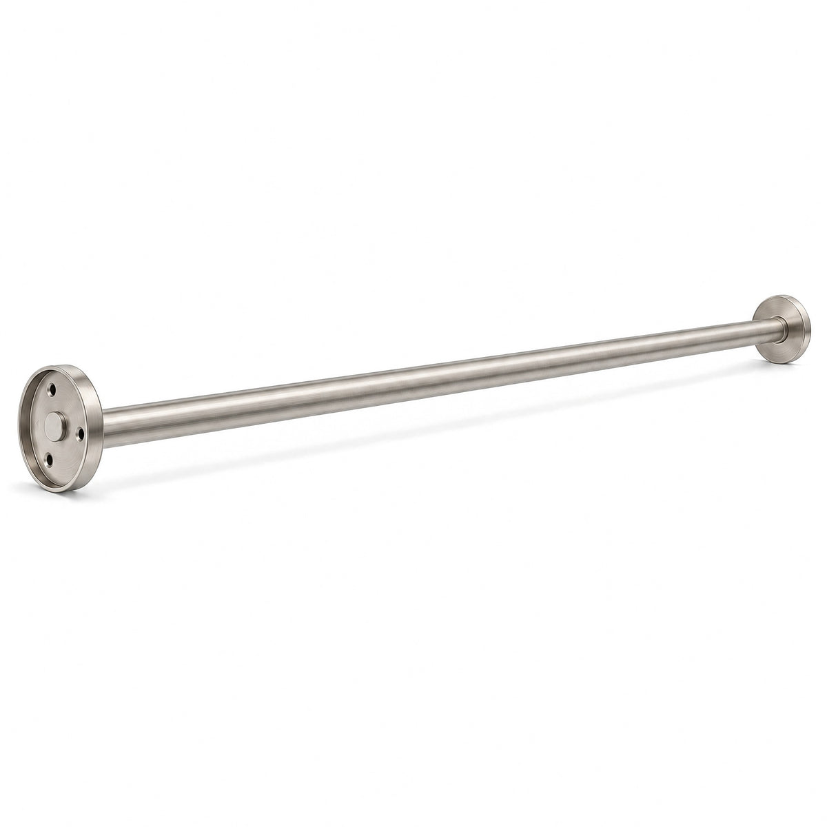 60" Fixed Shower Rod, Brushed Nickel, angled view