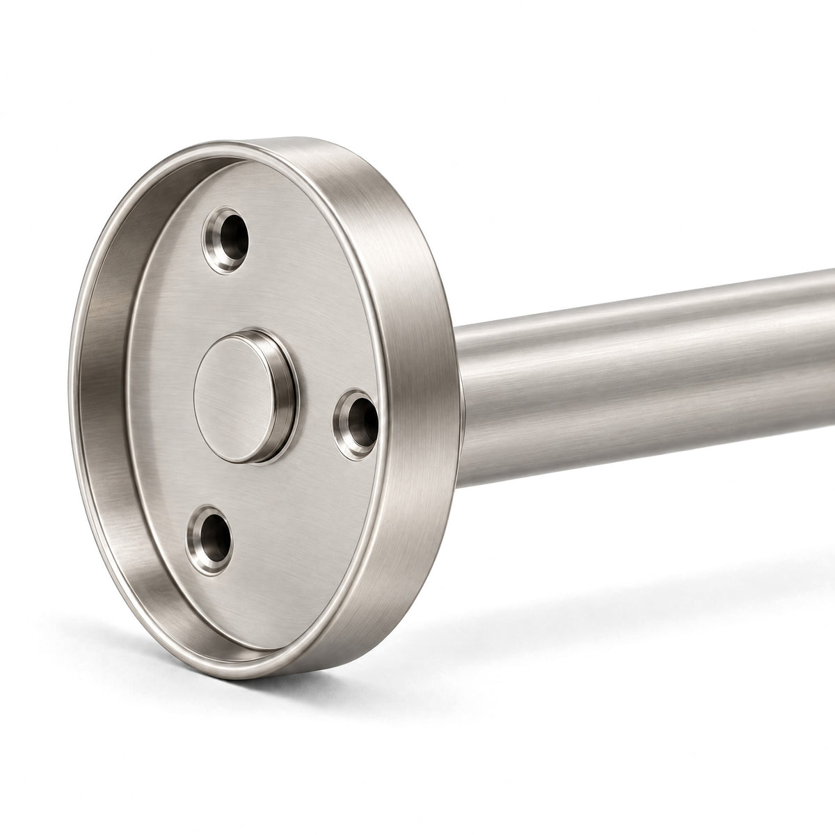 60" Fixed Shower Rod, Brushed Nickel, flange back with 3 screw holes