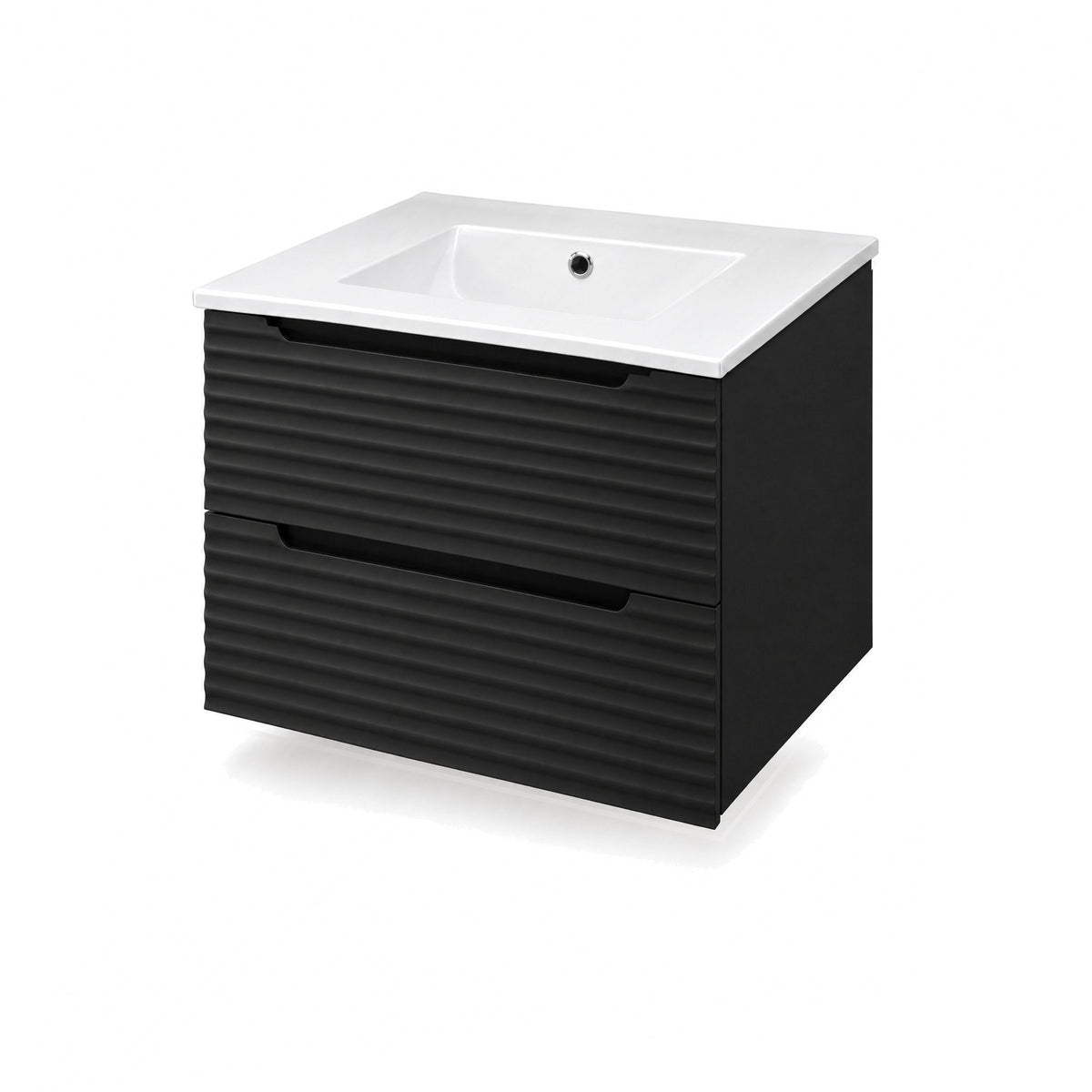 Amalfi™ Wall-Mount Bathroom Vanity 24" Black – angled view