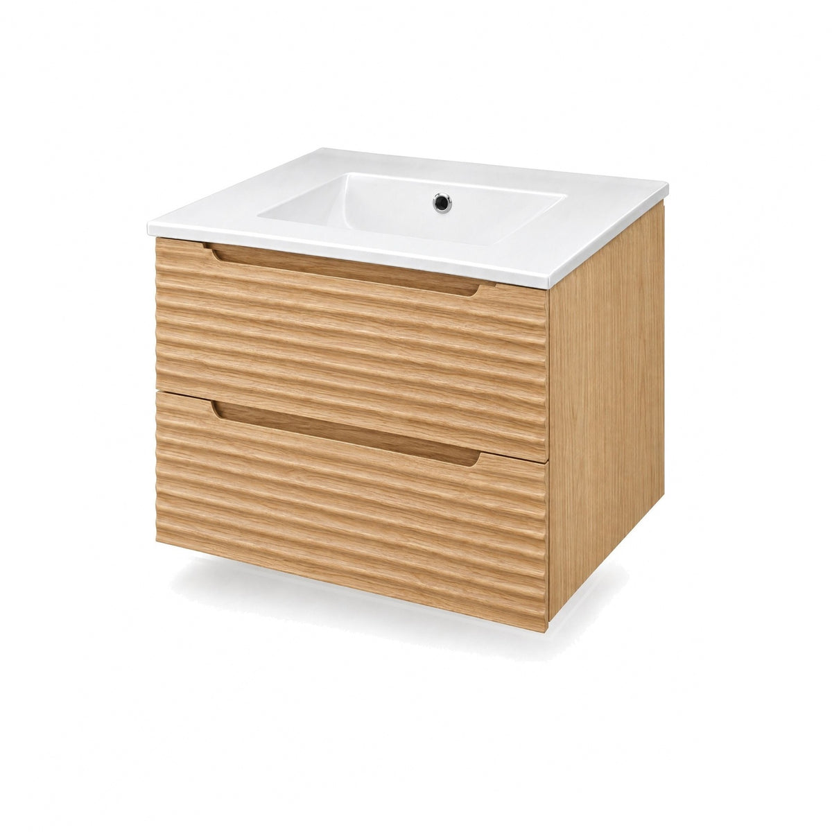 Amalfi™ Wall-Mount Bathroom Vanity 24" Natural Oak – angled view