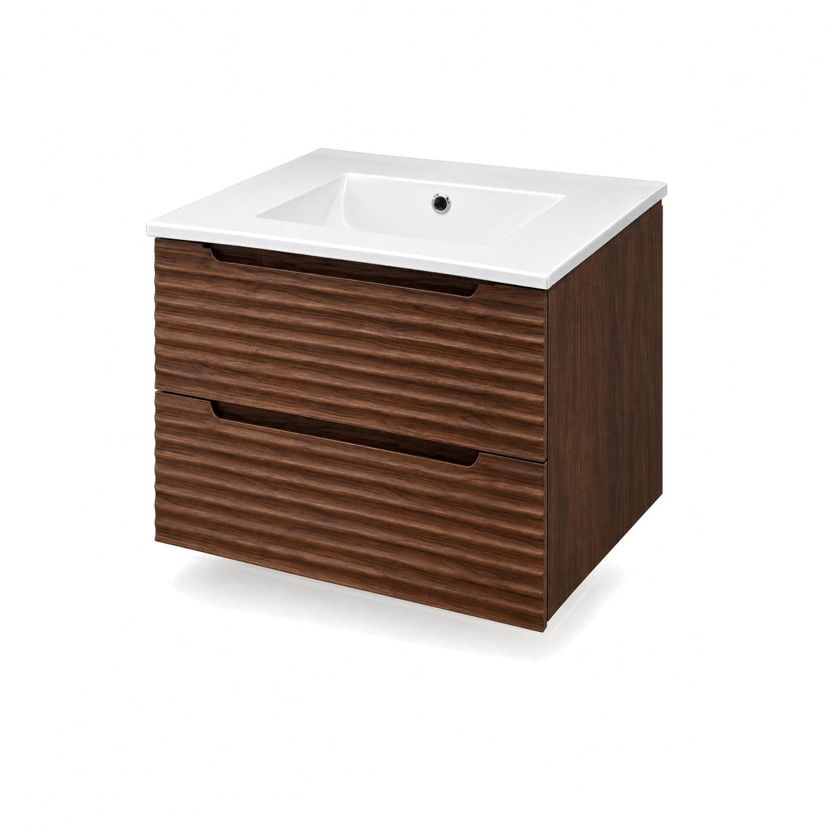 Amalfi™ Wall-Mount Bathroom Vanity 24" Walnut – angled view