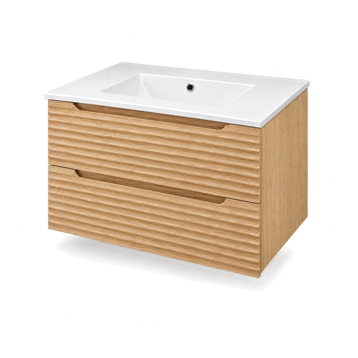 Amalfi™ Wall-Mount Bathroom Vanity 30" Natural Oak – angled view