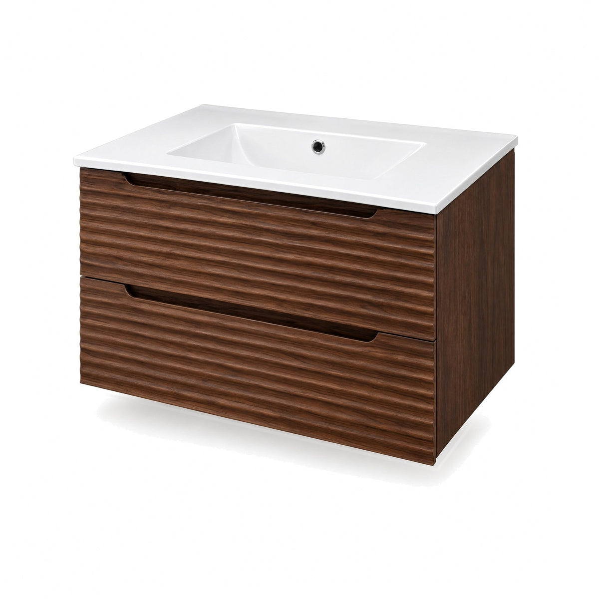 Amalfi™ Wall-Mount Bathroom Vanity 30" Walnut – angled view