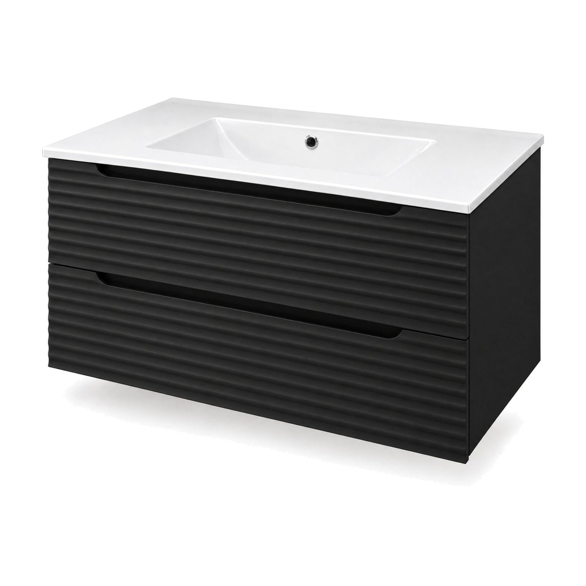 Amalfi™ Wall-Mount Bathroom Vanity 36" Black – angled view