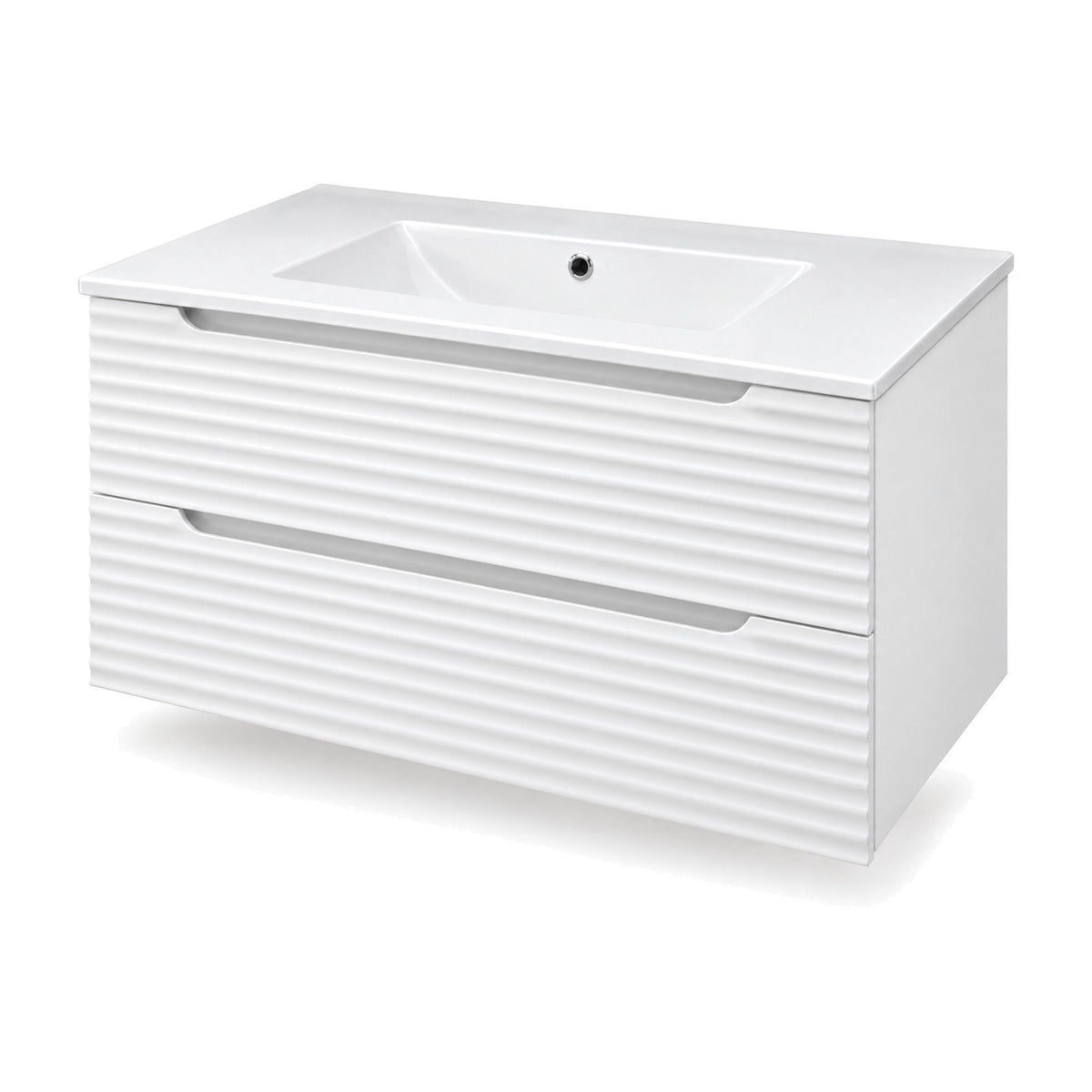 Amalfi™ Wall-Mount Bathroom Vanity 36" White – angled view